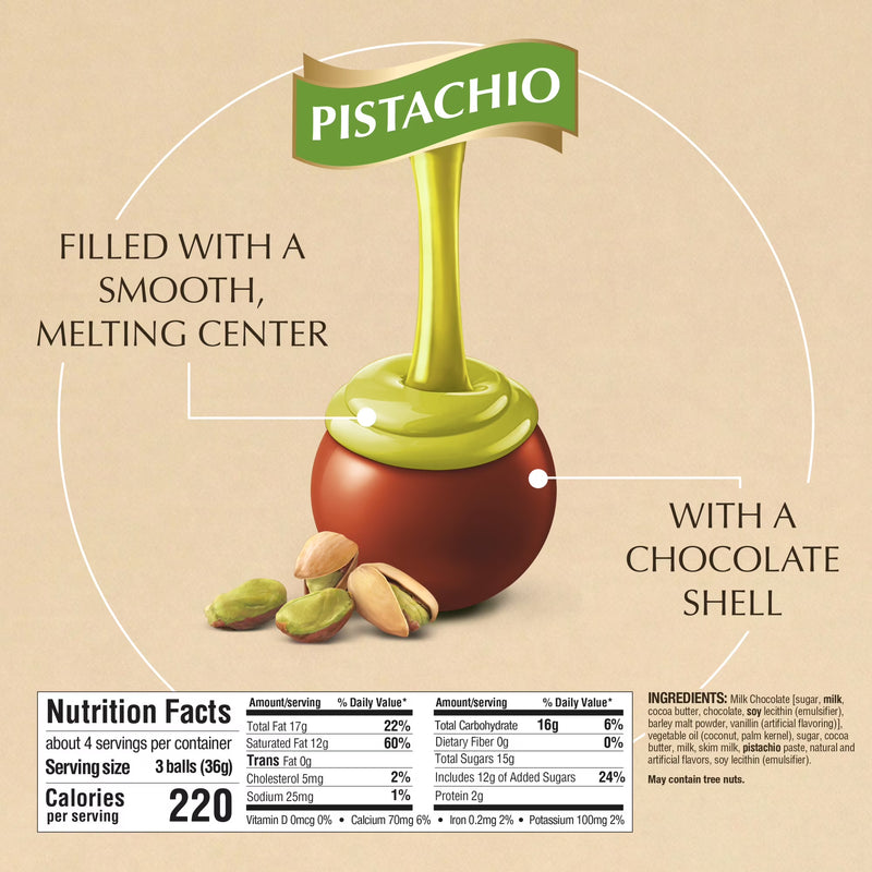 Lindt LINDOR Pistachio Milk Chocolate Candy Truffles, 5.1 oz. Bag