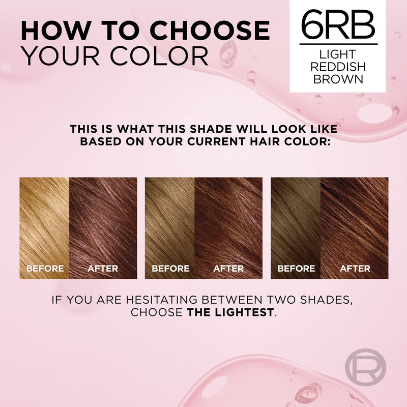 L'Oreal Paris Excellence Creme Permanent Hair Color, Triple Care, 6RB Light Reddish Brown, 1 kit