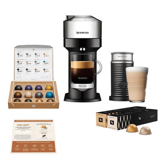 Vertuo Next Coffee and Espresso Maker in Light Gray plus Aeroccino3 Milk Frother in Black, BNV550GRY1BUC1