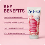 St. Ives Gentle Smoothing Face Scrub Rose Water & Aloe Vera Made with 100% Natural Exfoliants, Paraben Free, Oil-Free, Dermatologist Tested, 6 fl oz
