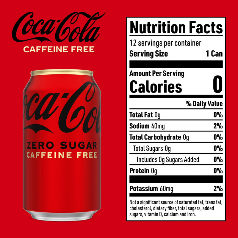 Coca-Cola Zero Sugar Caffeine-Free Soda Pop Fridge Pack Cans, 12 fl oz, 12 Pack