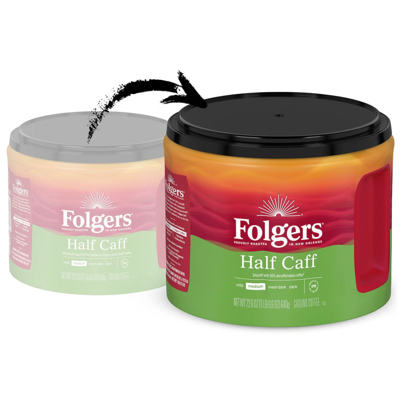 Folgers Half Caff Medium Roast Coffee, 22.6 oz Canister
