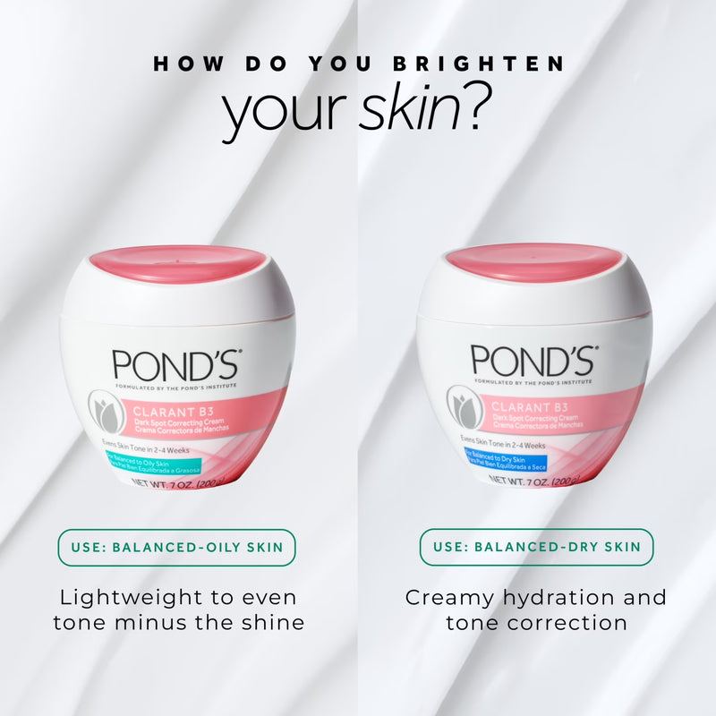 POND’S Clarant B3 Dark Spot Correcting Face Cream, Daily Moisturizer for Dry Skin – 7 oz