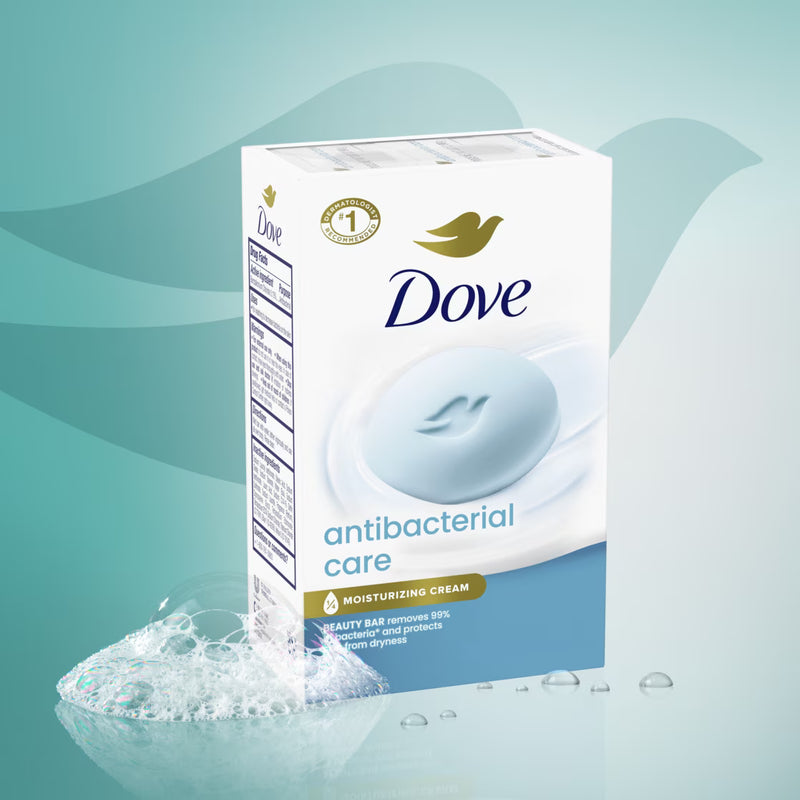 Dove Antibacterial Care Beauty Bar Soap, for Hands & Body, 3.75 oz 4 Bars