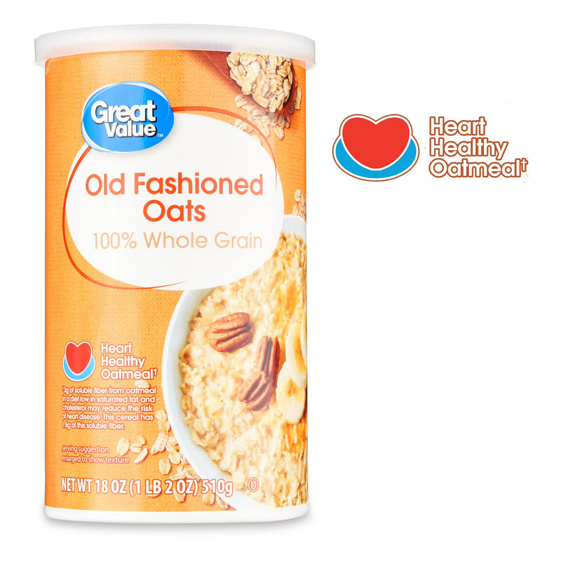 Great Value Instant Old Fashioned Oats, 18 oz Tube