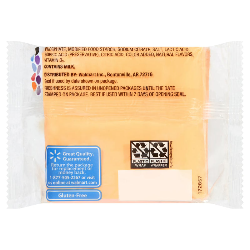 Great Value Individually Plastic Wrapped Singles American Cheese Product, 16 oz, 24 Slices
