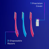 Schick Hydro Silk Touch-up Manual Dermaplaning Razor with Precision Cover, 3 Ct, Women’s Face Razor