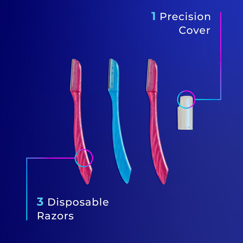 Schick Hydro Silk Touch-up Manual Dermaplaning Razor with Precision Cover, 3 Ct, Women’s Face Razor