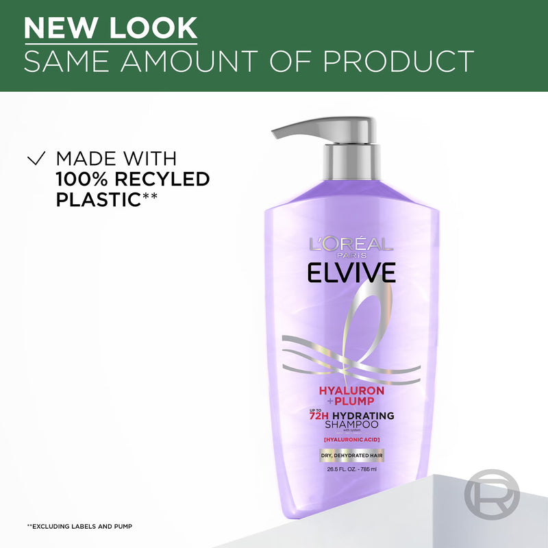 L'Oreal Paris Elvive Hyaluron Plump Squeeze Hydrating Shampoo, Moisturizing