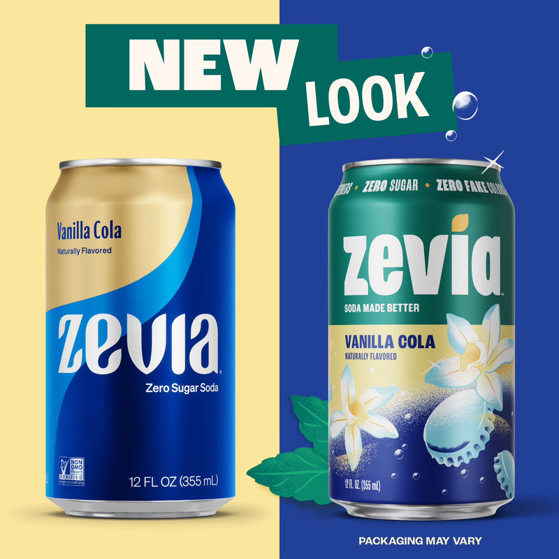 Zevia Zero Sugar, 0 Calorie Vanilla Cola Soda, 12 fl oz (Pack of 24
