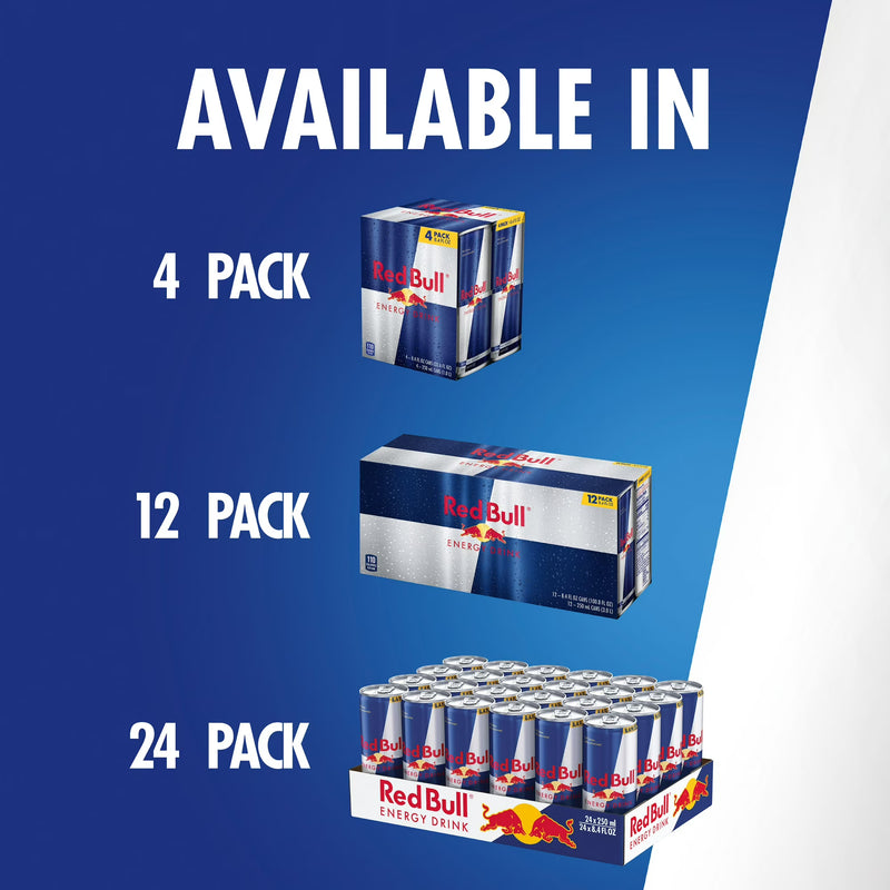Red Bull Energy Drink, 80mg Caffeine, 8.4 fl. oz., Pack of 4 Cans