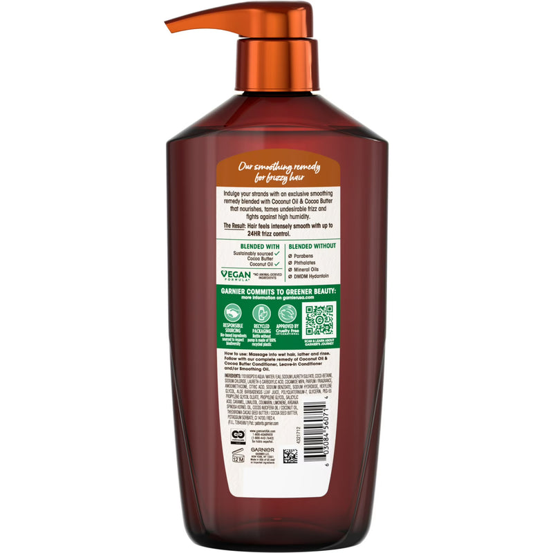Garnier Whole Blends Frizz Control Shampoo, Coconut Oil Cocoa Butter, All Hair Types 28 fl oz
