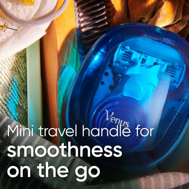 Gillette Venus Mini on The Go Women's Razor Handle with 1 ComfortGlide White Tea Scent Blade Refill + 1 Travel Case