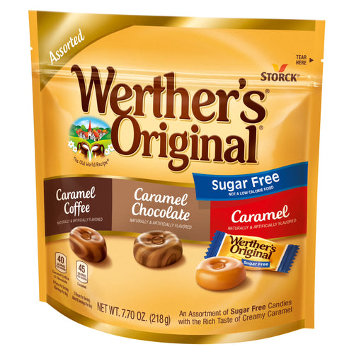 Werthers Original Hard Sugar Free Assorted Flavors, Caramel Coffee, Caramel Chocalate, Caramel Candy 7.7 oz