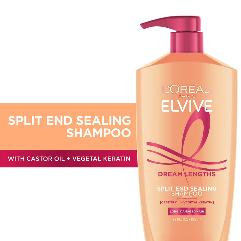 L'Oreal Paris Elvive Dream Lengths Restoring Shampoo, Pump, 28 fl oz