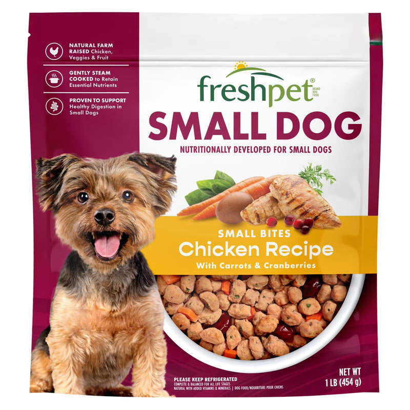 Freshpet Fresh Dog Food, Small Dog Chicken Recipe, Small Bites Freshly Roasted Meals, 1 lb