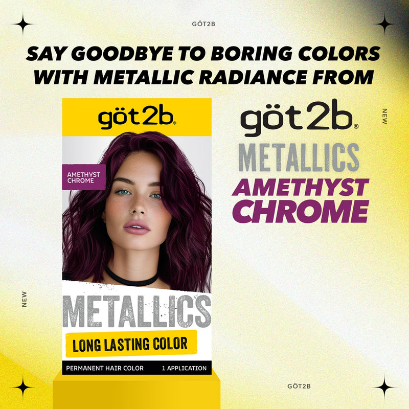 got2b Metallics Permanent Hair Dye, M69 Amethyst Chrome, Hair Color for Women & Men, 1 Kit