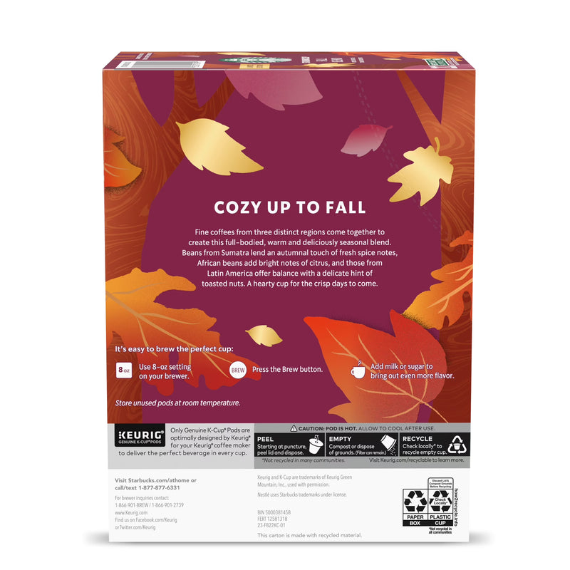 Starbucks Fall Blend, Medium Roast Coffee, Keurig K-Cup Coffee Pods, Arabica, 22 Count