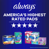Always Ultra Thin Overnight Pads with Wings, Size 5, Extra Heavy Overnight, 46 Count