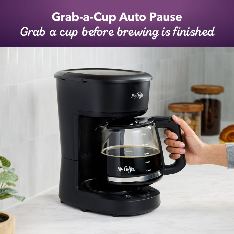 Mr. Coffee Programmable Coffee Maker, 12-Cup Coffee Maker, Black