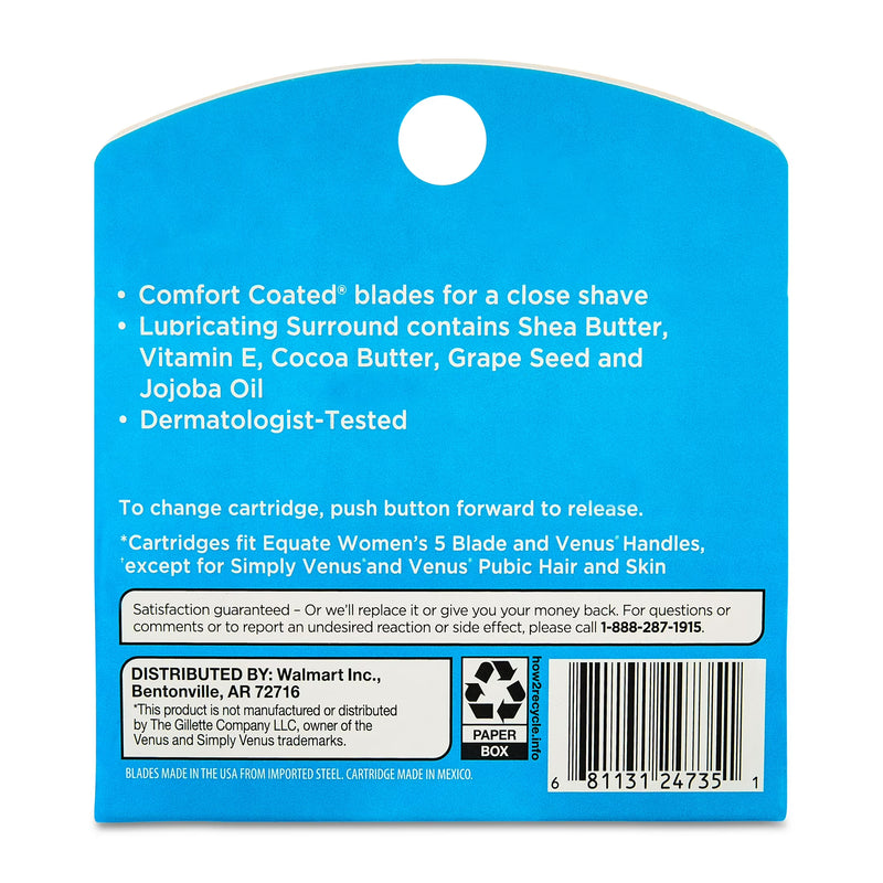 Equate Women's 5-Blade Cartridge Refills for Equate 5-Blade and Gillette Venus Handles, 4 Count