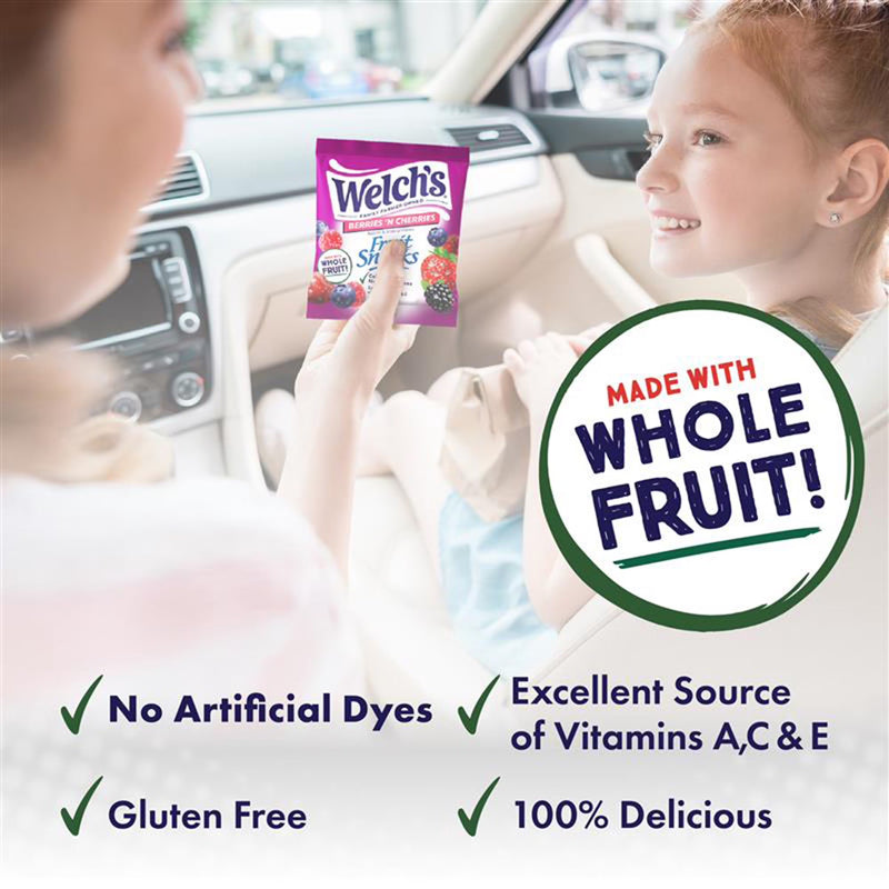 Welch's Fruit Snacks Gluten-Free Berries 'N Cherries Kids Snacks, Soft Snacks, 0.8 oz, 40 Count
