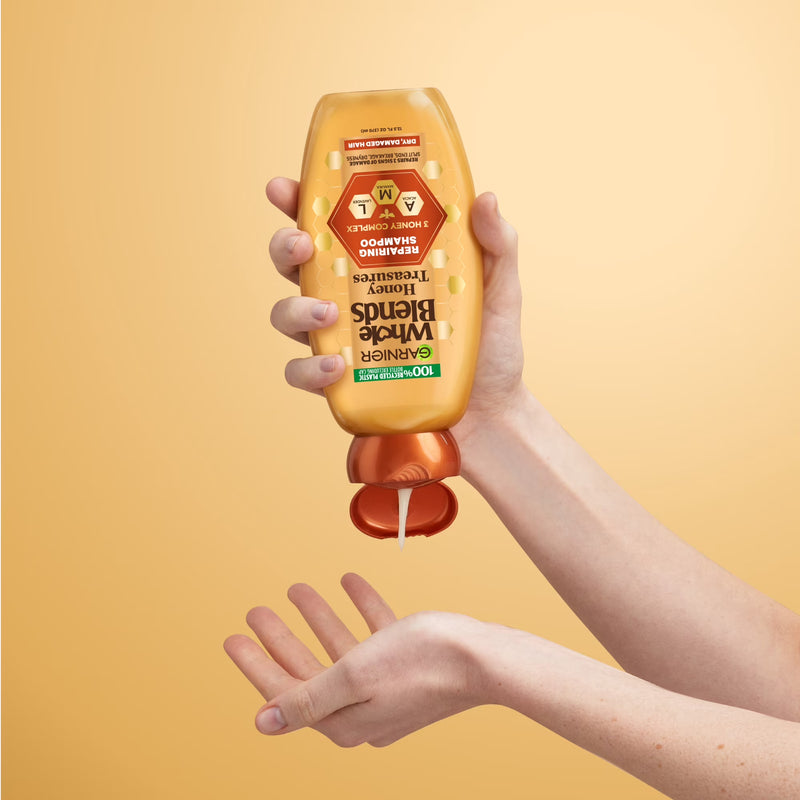 Garnier Whole Blends Honey Treasures Repairing Shampoo, Dry, Damaged Hair, 22 fl oz