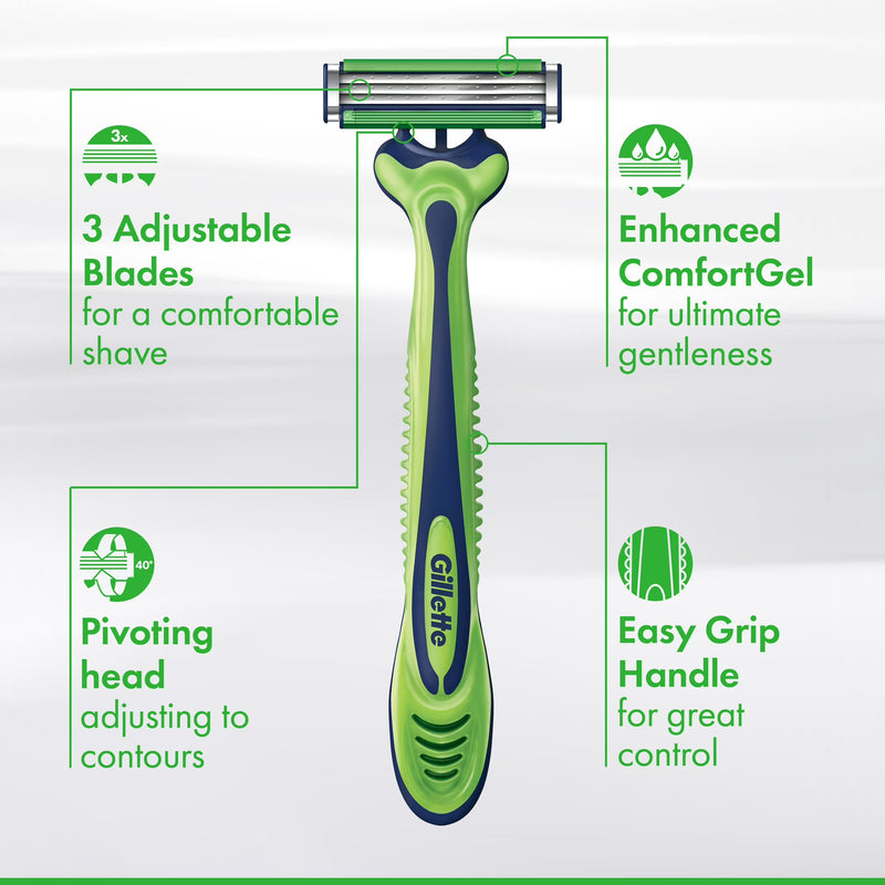 Gillette Sensor 3 Sensitive Men 3 Blade Disposable Razor,4 count