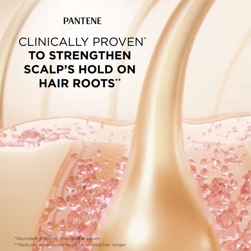 Pantene Abundant & Strong Shampoo, Strengthens Scalp's Hold on Hair Roots, 13.5 fl oz