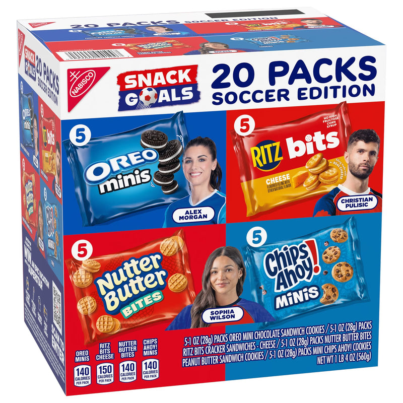 Nabisco Classic Mix Variety Pack, OREO, CHIPS AHOY!, Nutter Butter, RITZ Bits Cheese, 20 Snack Packs