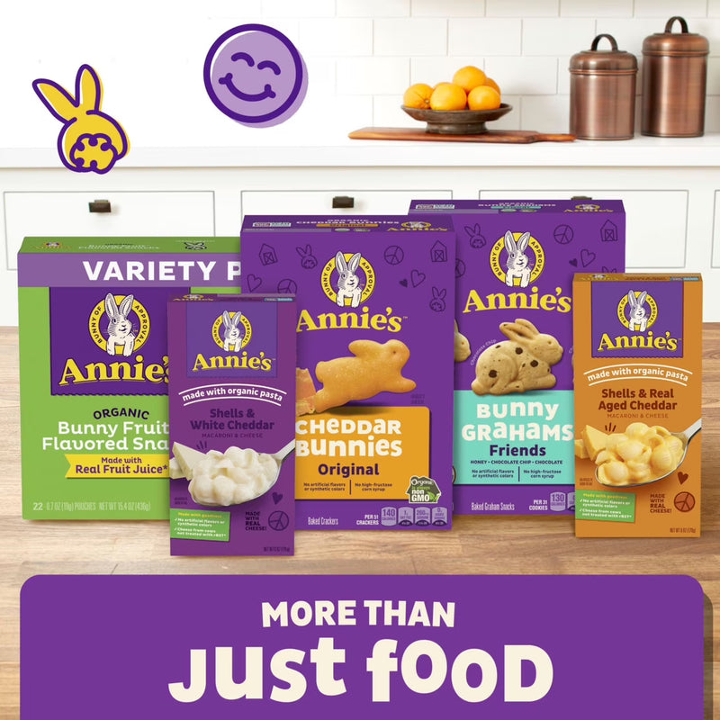 Annie's Organic Variety Pack, Cheddar Bunnies, Bunny Grahams and Cheddar Squares, 12 Count