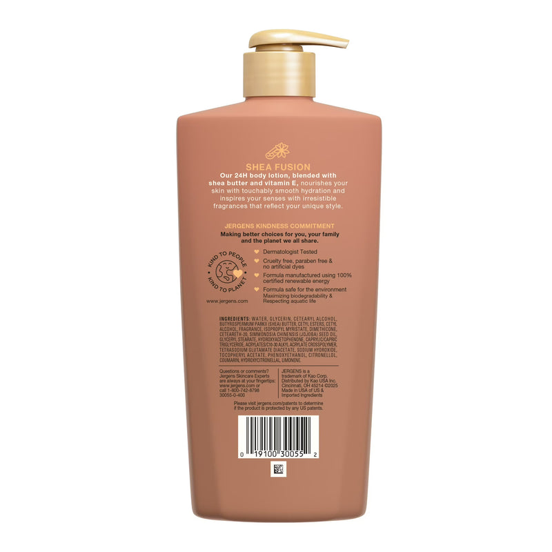 Jergens Shea Fusion Warm Amber Scented Body Lotion, Moisturizer for Dry Skin, 14 fl oz