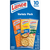 Lance Sandwich Crackers, Variety Pack, 3 Flavors, 10 Individually Wrapped Packs, 6 Sandwiches Each
