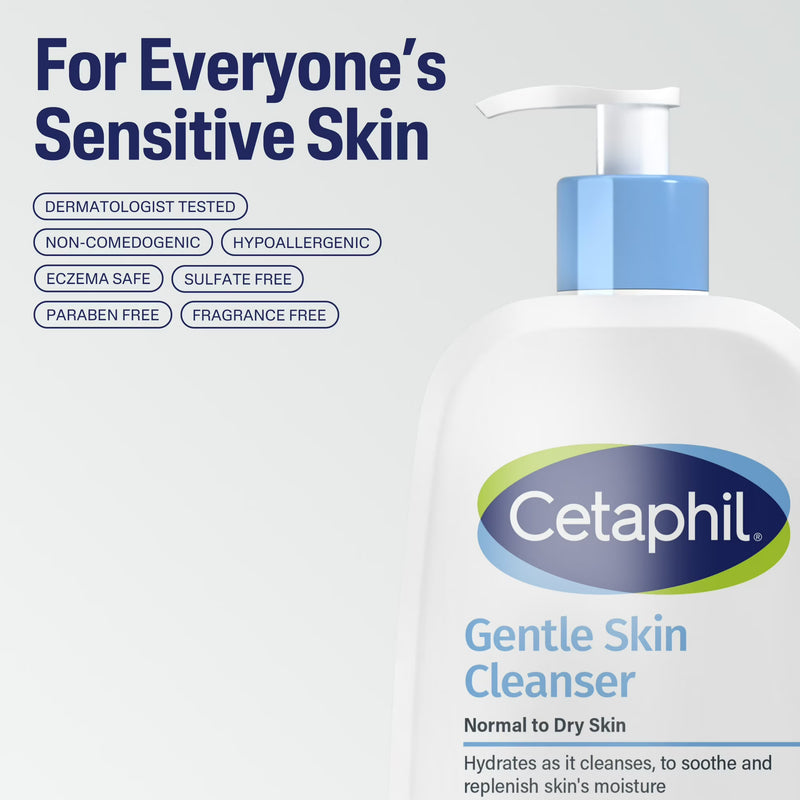 Cetaphil Travel Size Face Wash Hydrating Gentle Skin Cleanser for Dry to Normal Sensitive Skin, 2 oz