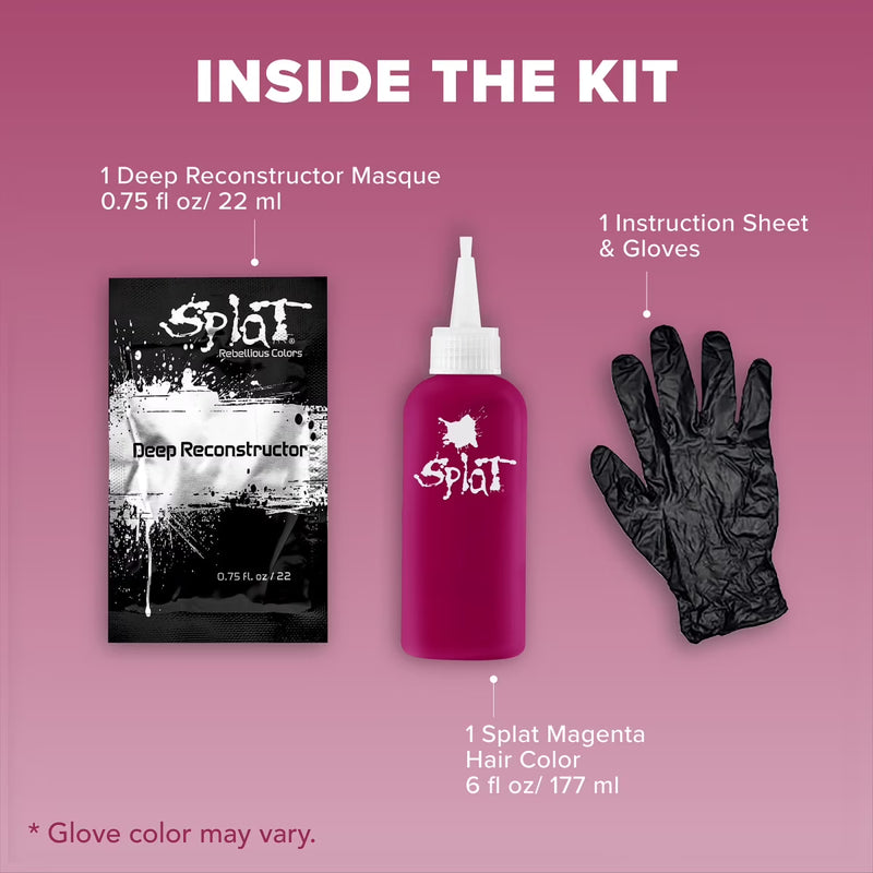 Splat Midnight Magenta Hair Dye Kit, Semi-Permanent Dark Pink Hair Color for Brunettes, Vegan