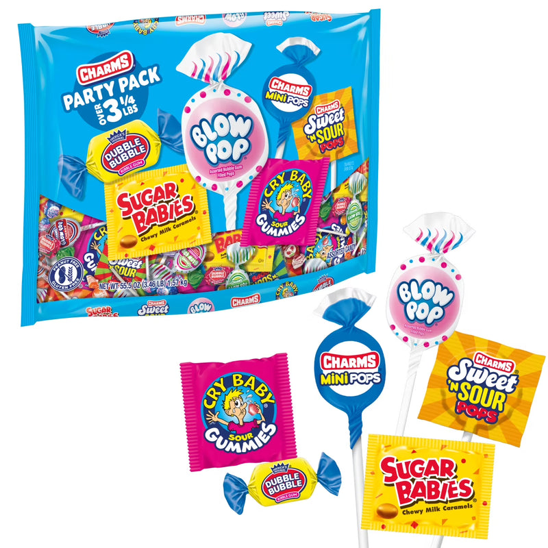 Charms party Pack Assorted Candy Variety Mix 55.5 oz. Bag, Peanut Free, Gluten Free