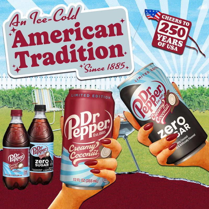 Dr Pepper Creamy Coconut Soda Pop, 12 fl oz, 12 Pack Cans