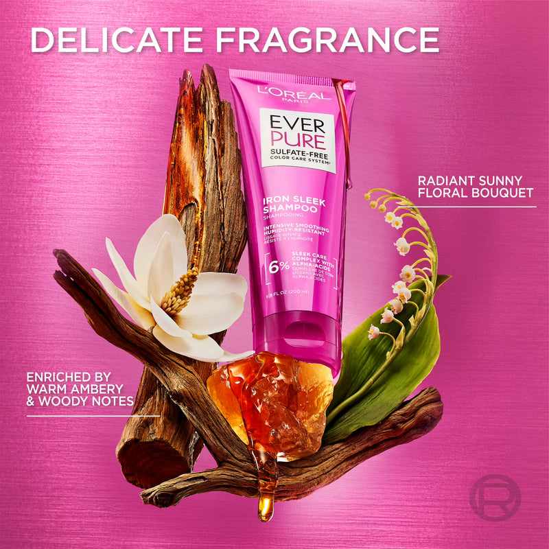 L'Oreal Paris EverPure Sulfate Free Iron Sleek Smoothing Shampoo, 6.8 fl oz