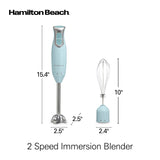 Hamilton Beach 2 Speed Immersion Blender with Stainless Steel Blending Wand and Whisk, Ice Blue