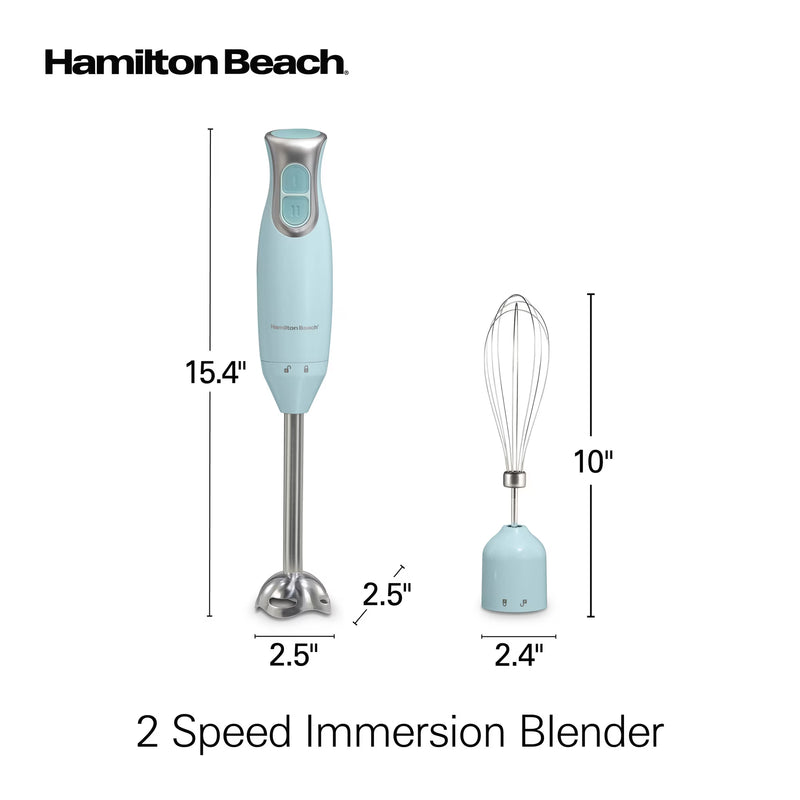Hamilton Beach 2 Speed Immersion Blender with Stainless Steel Blending Wand and Whisk, Ice Blue