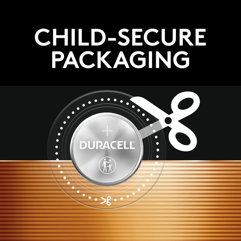 Duracell 2032 Lithium Coin Battery 3V, CR2032 Battery, Bitter Coating Discourages Swallowing, 4 Pack