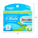 Equate Women's 5-Blade Cartridge Refills for Equate 5-Blade and Gillette Venus Handles, 4 Count