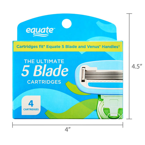 Equate Women's 5-Blade Cartridge Refills for Equate 5-Blade and Gillette Venus Handles, 4 Count