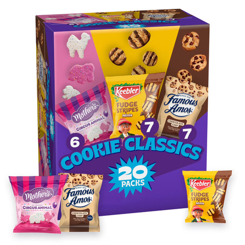 Assorted Cookie Classics Variety Pack - Mother’s Circus, Keebler Fudge Stripes & Famous Amos, 20 Pouch Box, 20 oz