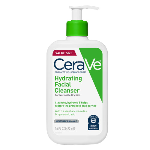 CeraVe Hydrating Facial Cleanser for Normal to Dry Skin, Daily Face Wash for Dryness, 16 fl oz