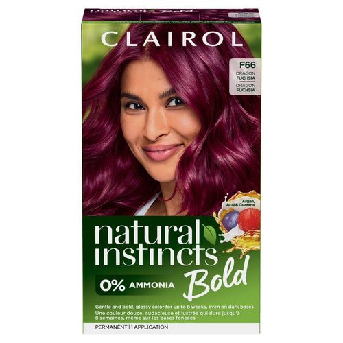 Clairol Natural Instincts Bold Hair Dye, Permanent Hair Color, F66 Dragon Fuchsia, 1 Application