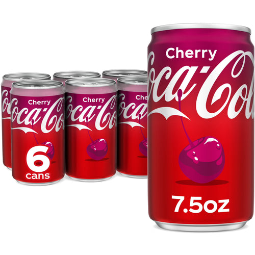 Coca-Cola Cherry Soda Pop Mini Cans, 7.5 fl oz, 6 Pack