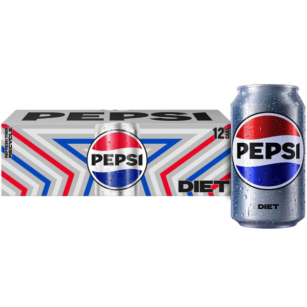 Diet Pepsi Cola Soda Pop, 12 fl oz, 12 Pack Cans
