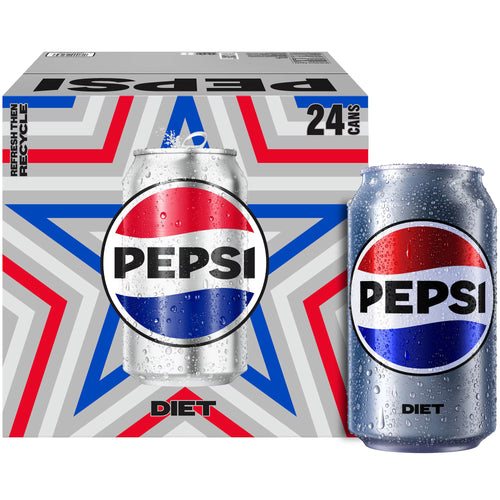 Diet Pepsi Soda Pop, 12 fl oz, 24 Pack Cans