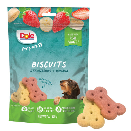 Dole Dog Biscuit Treats, Banana & Strawberry Flavor, Wheat Corn Soy Free, 7oz